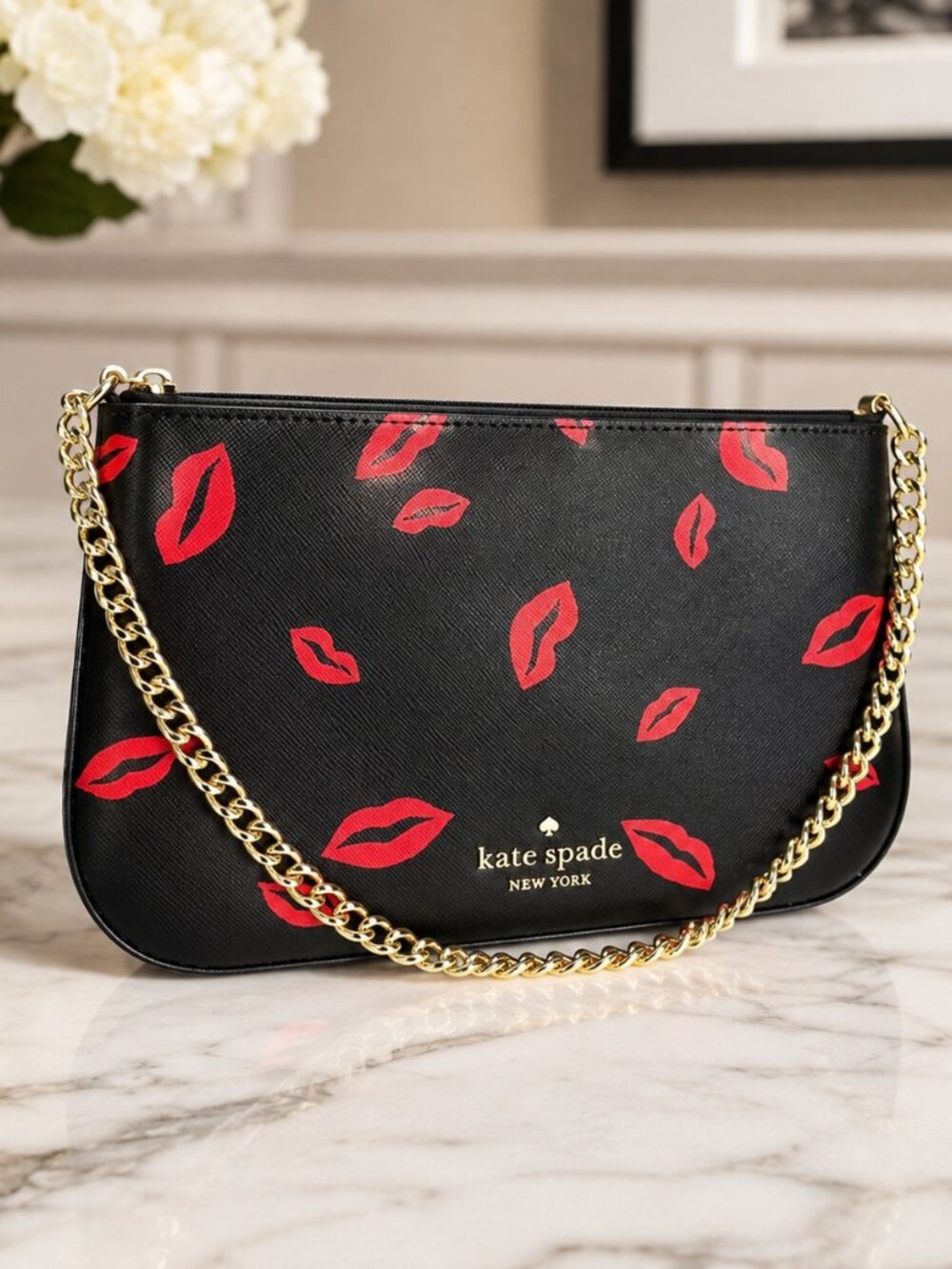 Kate Spade Madison Pochette Lip Toss Saffiano Leather Shoulder Bag NWT